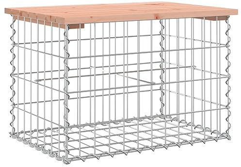 Yisssmeng Banc de jardin en gabions - 63 x 44 x 42 cm - En bois massif Douglas - Banc pour jardin, terrasse, arrière-cour - Panier stable à remplir avec des pierres ou du gravier