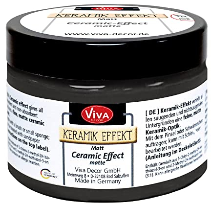Viva Decor Keramik-Effekt (Schwarz, 150 ml) Effekt Farbe Keramik Farbe - Keramik Stein Optik - Farben zum Basteln - Effektfarbe Basteln - Decor Acrylfarbe - Made in Germany