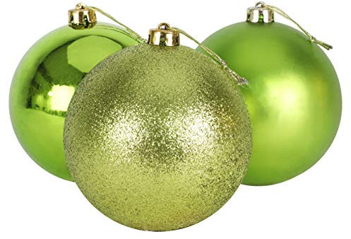Christmas Concepts® Pack de 3 - Adornos de árbol de Navidad Extra Grandes de 15cm (6) - Adornos Brillantes, Mate y con Brillo (Verde Lima)