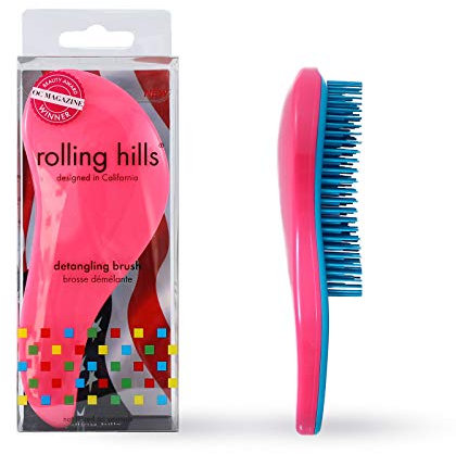 Rolling Hills - Brosse Démêlante - Ne Casse pas les Cheveux et Réduit les fourches - Démêler sans Douleur - Cheveux Secs ou Mouillés - Pour tous Types de Cheveux - Couleur Rose