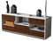 Stil.Zeit TV Schrank Lowboard Annunziata, Korpus Weiss matt, Front Holz Design Walnuss (135x49x35cm), Push to Open Technik & Leichtlaufschienen