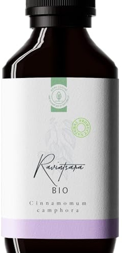 50ml Bio Ravintsara Ätherisches Öl (Cinnamomum camphora) - 100% Rein, Natürlich und Biologisch - Kraftvolles Antivirales und Antibakterielles Mittel, das das Immunsystem im Winter Unterstützt