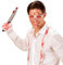 NET TOYS Coltello insanguinato Gadget per Halloween - Nero-Argento 30cm - Lama inquietante con Schizzi di Sangue Gadget per Party - Ideale per Feste a Tema e Party Horror