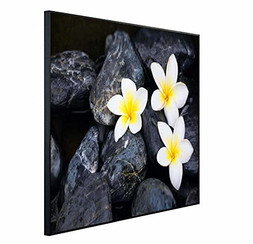 Ecowelle Infrarotheizung mit Bild | 900 Watt | 60x120 cm | Infrarot Heizung| | Made in Germany| a 27 Frangipani mit Steinen