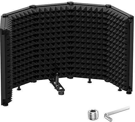 Moukey Bouclier d'Isolation de Microphone, Mousse D'insonorisation Bouclier Acoustique Micro avec 5 Panneaux acoustiques de Micro Réglable pour le Matériel de Studio