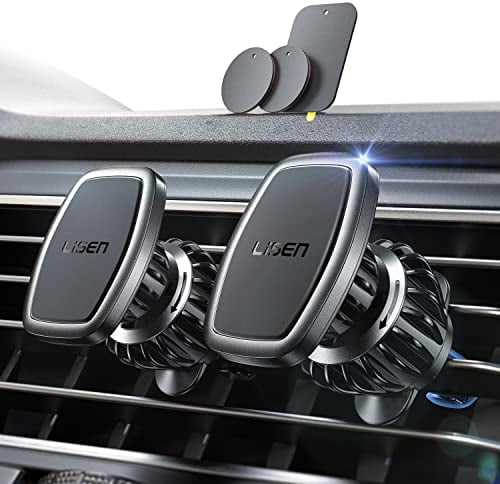 LISEN Magnetic Phone Holder for Cars, [Ultra Magnet] Car Phone Holder Magnetic for Air Vent [Metal Hook], Magnet Phone Mount Compatible With iPhone 16 Pro Max 15 14 13 12, Galaxy S25 Ultra