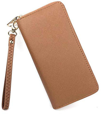 Portafoglio Donna Zip Around In Pelle Sintetica Grande Elegante Spazioso Capiente Con Portamonete Portatessere Idea Regalo - Cuoio