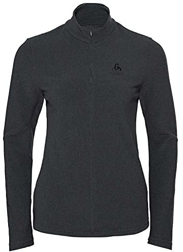 Odlo Damen Langarm Shirt mit Reißverschluss ROY, shale grey - black stripes, XL