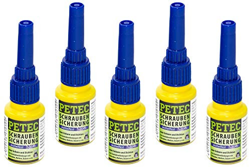 5x 10g Petec Schraubensicherung mittelfest Flasche 91010 Schraubenkleber Flasche