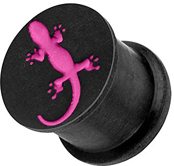 Taffstyle Ohr Plug Flesh Tunnel Piercing Ohrpiercing 3D Silikon Hider mit Eidechse 8mm Pink