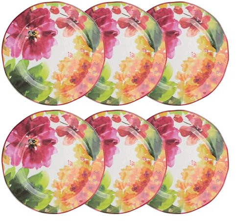 UPware 6-Piece Pink Floral Heavyweight and Durable Melamine 11 Inch Serving Plate/Dinner Plates