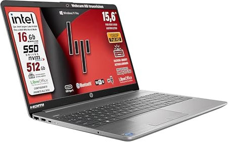 HP 250 G9 notebook portatile, ram 16 gb ddr4, SSD da 512 Gb display fullhd 15.6, N 4500, Tastiera retroilluminata, Wi-fi 6, 3 usb, Win 11 pro, libre office, pronto all'uso, garanzia italia