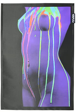 PSYWORK Schwarzlicht Stoffposter Neon | Girl UV Color Splash 2 | 0,3 x 0,45m | UV-aktiv | fluoreszierend | Wandbehang Stoffbanner Poster Wandbild Kunstdruck Dekobild Dekoration Wandteppich