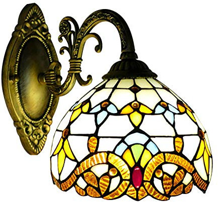 JAYEUW Wandleuchte im viktorianischen Stil Wandlampe aus Glas Vintage Metall Flur Wandleuchte Innenraumdekoration Tiffany mediterrane Restaurantlampen