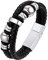 Bestyle Lederarmband Baseball Silber 21cm Herren Armkette mit Magnet Verschluss Armschmuck Accessoire