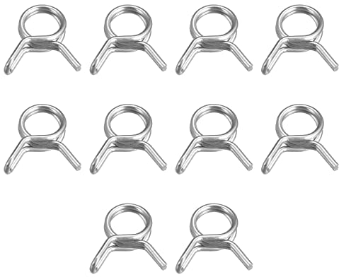 sourcing map Collier Serrage Tuyau Double Fil Ressort, 50pcs 304 Acier Inox 6mm Apte Interne Diamètre 6.7mm-7.3mm OD Tuyau Carburant Conduite Silicone Tube Ressort Clips