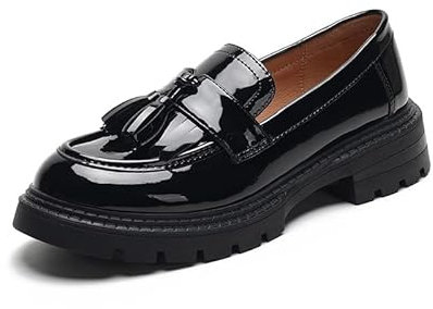 Mocassini da Donna Mary Jane Flats Ladies Elegant Platform Super Morbido Scuola Work PU Pelle Scarpe Taglia 35-42 (39,Nero)