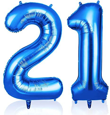 OFFCUP Luftballon Zahlen 21, Riesige Folienballon in 40 - 101cm, Geburtstag Deko Jubiläum, Geburtstagsdeko Ballons für Mädchen Jungen Geburtstagsdeko/Jubiläums Deko/Silvester Deko