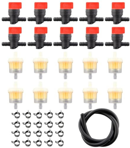 MCHNIC Lot de 10 robinets de carburant universels de 6 mm avec filtre à essence pour tondeuse à gazon Briggs & Stratton 491860 493960 494768 698183