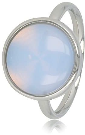 My Bendel - Ring Silber mit weißem Quarz Edelstein- Stylischer Ringe für Damen mit echtem Edelstein - Bleibt schön und Verfärbt nicht - Stapeln Ringe - mit Luxuriösen Geschenkverpackung