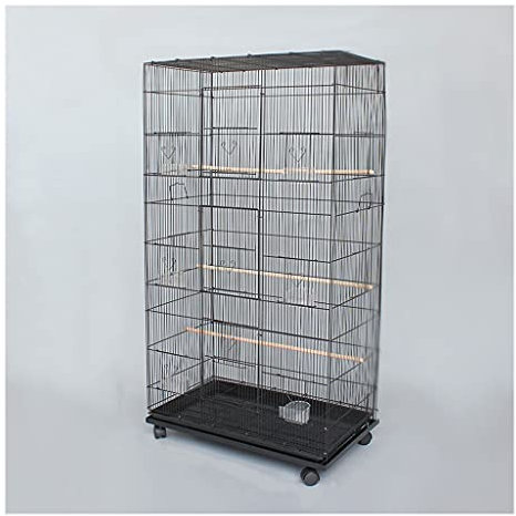 UCCE Vogelkäfig, Papageienkäfig, großer Papageienkäfig, Heimvogelkäfig, großer Paarkäfig, Taubenwellensittich-Zuchtkäfig (schwarz)