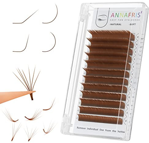 ANNAFRIS Easy Fan Colored Eyelash Extension Brown 0.10 D 8-15mm Mix Colorful Volume Lash Russian Easy Fan Lashes Self Fanning Professional(EasyFan Brown,0.10 D Mix)