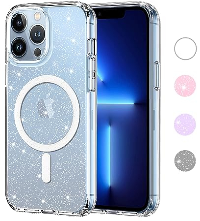Yoedge Trasparente Glitter Cover Magnetica per iPhone 11 Pro Max 6,5, Custodia Bling Brilla Compatibile con MagSafe Magnetico Ricarica Wireless, TPU Hard PC Clear Case Antiurto per iPhone 11 Pro Max