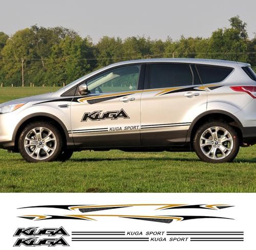 RWRAPS 2 Stück Vinylfolie Autotür-Seitenaufkleber Stilvolles Auto-Langstreifen-Dekor-Aufkleber-Styling, passend für Ford Kuga-Zubehör