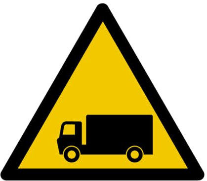 W200 - Danger Poids lourds - Panneau et Signalétique d'avertissement - Dimensions au choix - Norme ISO 7010