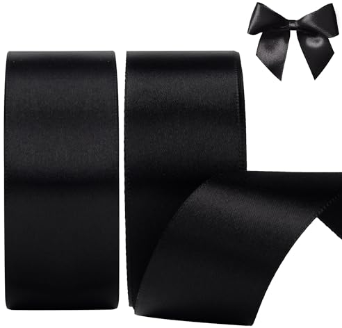 AWCIGG® Ruban Satin Rouge 40 mm, 44 Mètres de Rubans Satinée Cadeau pour Emballage Cadeau, Couture, Artisanat, Coffrets, Bouquets, Funéraire, Halloween, Noël et Mariage Décoration (22m/rouleau)