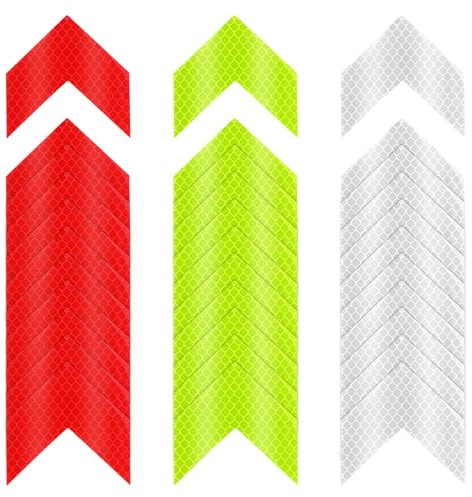 30 Stück Reflektierende Warnaufkleber – 3 Farben, reflektierende Sicherheitsaufkleber, wasserdichter Reflektoraufkleber, reflektierender Bandaufkleber für Fahrzeuge, Fahrräder, Motorräder (Pfeil)