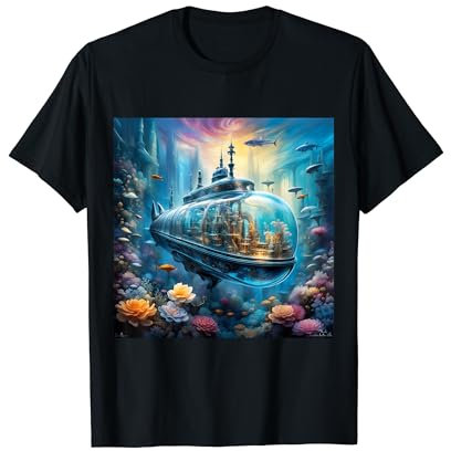 Fleurs de sous-marin fantaisie en verre T-Shirt