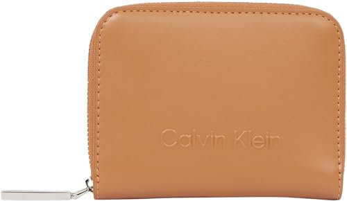 Calvin Klein Portefeuille Femme Embossed Logo Zip Petit, Marron (Lion), Taille Unique