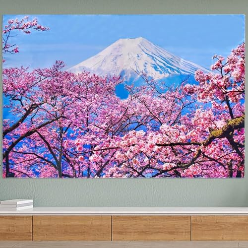 Pechiwuo Japan Wandteppich Kirschblüten Wandbehang Kirschblüten Wandtuch Aesthetic mit Muster Wandteppiche 3D Tapisserie Tapestry für Schlafzimmer Wohnzimmer Wohnheim Deko 150 x 150 cm D74