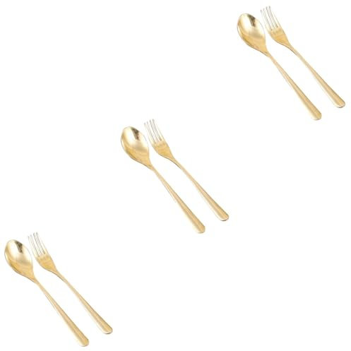iplusmile 3sets Posate Ottone Con Manico Forchetta e Cucchiaio Per Ristoranti e Cucina Casalinga Design Elegante e Resistente Facile Da Pulire