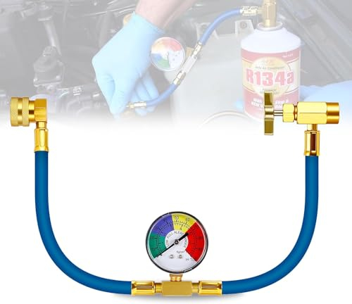 UNISOPH Refrigerante R134A Tubo di riempimento, tubo di riempimento per aria condizionata e refrigerante con manometro R134A, set di riempimento per aria condizionata auto
