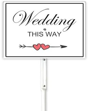 Geroclonup Panneau de direction de mariage avec piquets, 18 x 22 cm - En aluminium - Étanche - Pour mariage - Flèche directionnelle - Décoration de jardin (droite)