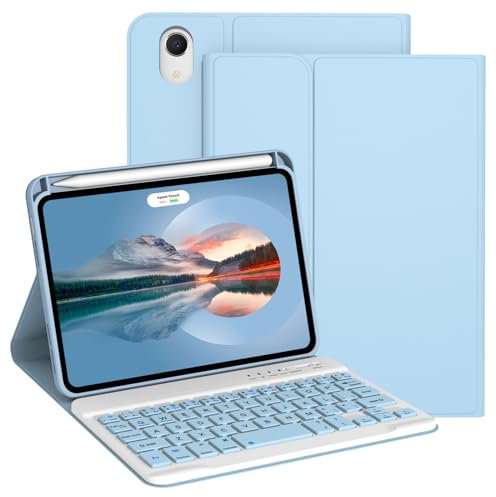 Divufus Funda con teclado para iPad Mini de 6ª generación (azul claro)