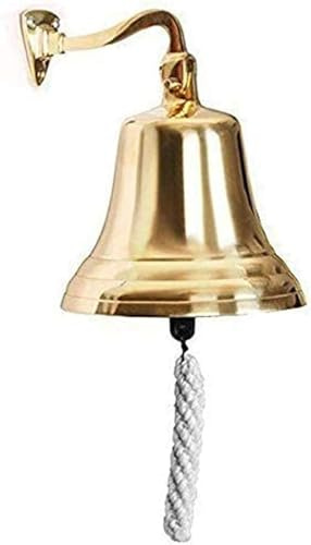 Home Bar Pub Bell, Wall Mounted Ship Bell, Brass Hanging Bell with Durable Rope - Nautical Service Sleigh Playhouse Ships Bell (3 Inch)