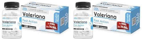 Sanavita Valeriana, Integratore alimentare con concentrato di Valeriana pura Made in Italy. Favorisce il rilassamento. Trattamento efficace 100 Compresse (Confezione da 2)