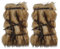OhMill Brown Fur Viking Leg Warmers Women's Viking Costume Furry Leg Warmers with Strap