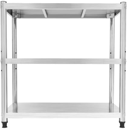 LOIRIIC Arbeitstisch Küche Edelstahl 80 * 40 * 80cm, Küchentisch 3 Böden Belastung, Edelstahl Regal Küche Gastronomie Tisch für die Zubereitung von Speisen, Hotels, Familienküchen Schulen Kantinen
