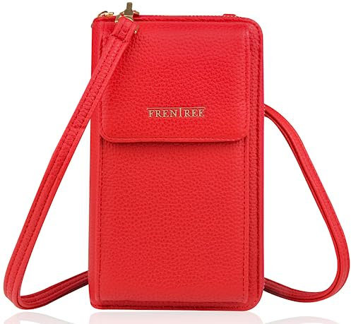 Kleine Damen Umhängetasche Cross-Body Handtasche mit vielen Fächern, Geldbörse Portemonnaie mit Rundum-Reißverschluss, Handytasche Tasche