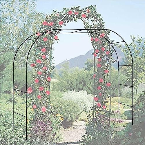 Arche de jardin extra large en métal pour plantes grimpantes - Support robuste avec support - Décoration de jardin de qualité supérieure - Noir - 1,2 m de large x 2,2 m de haut
