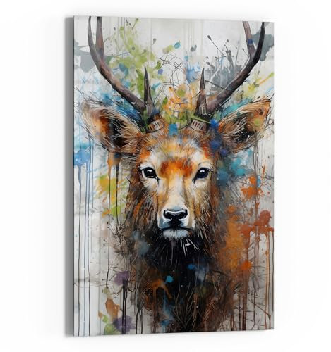 DEQOART Glas-Magnettafel | 60x90 cm cm groß | Motiv Aristokratischer Hirsch | Memo-Board aus Glas | Magnetboard inkl. Magnete, Stift & Tuch für Küche & Büro | Tafel magnetisch & beschreibbar