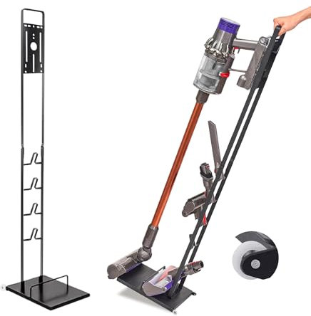 MORANGO Soporte de Aspiradora Compatible con Dyson V15 V12 V11 V10 V8 V7 V6 - DC45/ DC35/ DC58/ DC59/ DC62/ DC74- Organizador de Almacenamiento de Suelo con Ruedas Sin perforar la Pared.