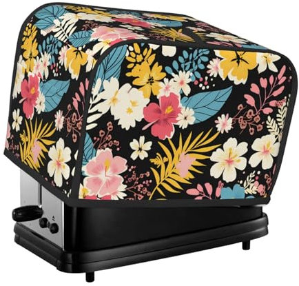 Impresión floral colorida 2 rebanadas tostadora protección de huella dactilar panificadora protección, cocina pequeño electrodoméstico protección contra el polvo
