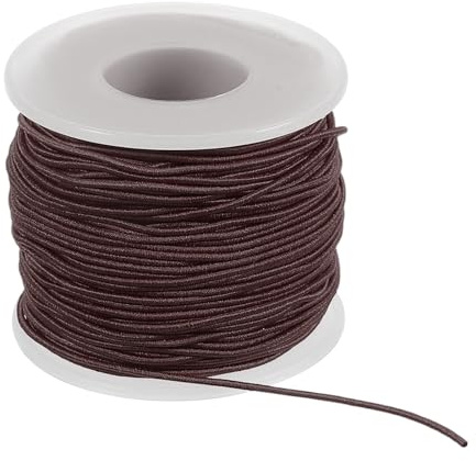 PATIKIL Filo Elastico per Braccialetti 164 Piedi/50 Metri Lunghezza 1 mm Diametro 1 Rotolo Filo Elastico Resistente per Creazione Gioielli Collane Perline Fai Da Te Marrone