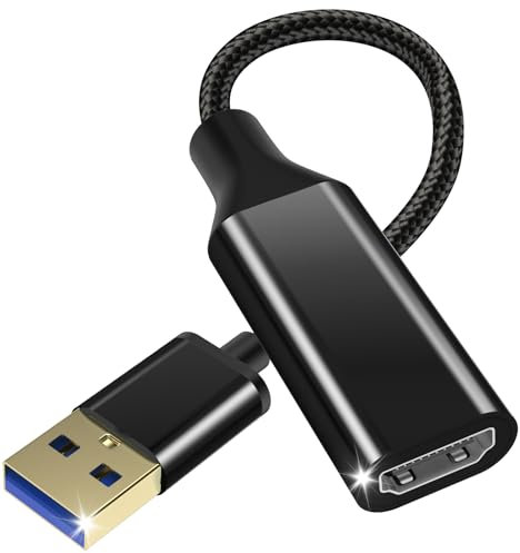 USB to HDMI Adapter for Monitor, USB 3.0/2.0 to HDMI Cable Converter 1080P Connector Output for Computer Laptop Desktop with Multiple Windows 11/10/8.1/8/7,Mac MacBook pro, Monitors for PC TV Black