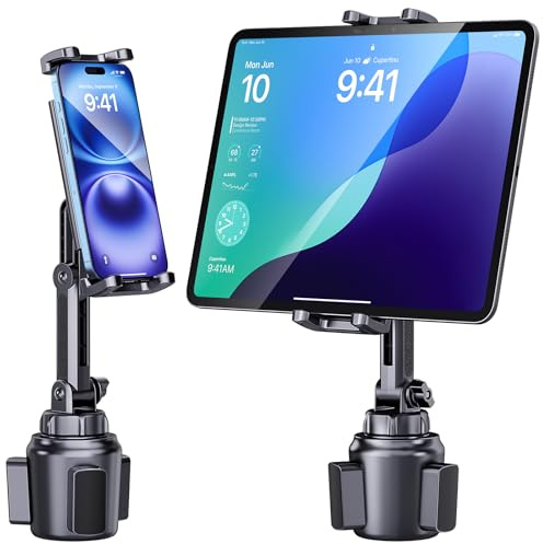 Uniwit Getränkehalter, Handy-Tablet-Halterung für Auto, LKW, 360° drehbarer Ständer und verstellbarer Arm, kompatibel mit 4-10 Zoll iPad, Samsung Tab, iPhone, Handys, Kindle Fire HD